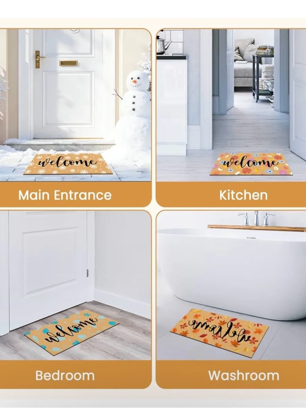 4pcs Interchangeable Seasonal Welcome Mat Front Door Outdoor Doormat Set